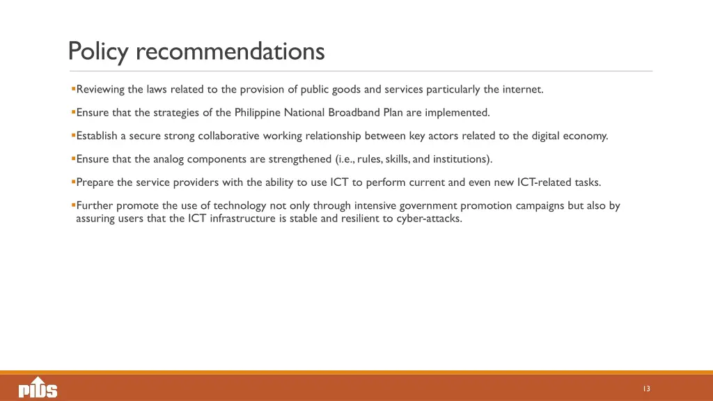 policy recommendations