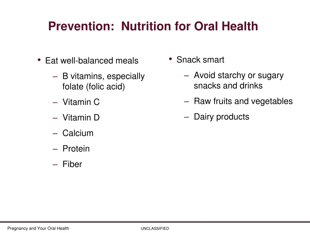 prevention nutrition for oral health