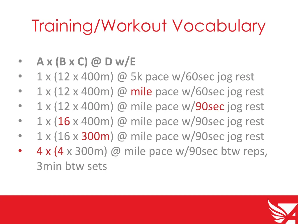 training workout vocabulary 2