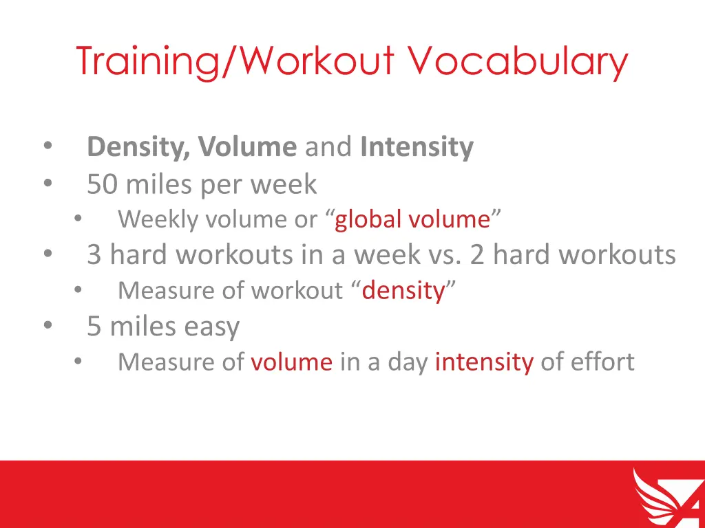 training workout vocabulary