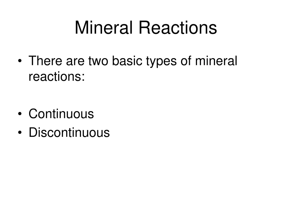 mineral reactions 1