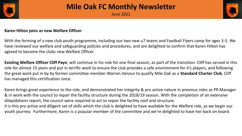 mile oak fc monthly newsletter june 2021 2