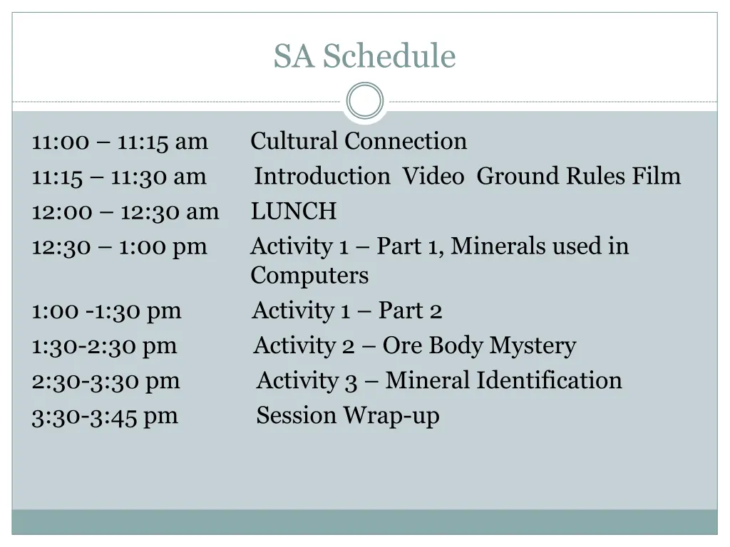 sa schedule