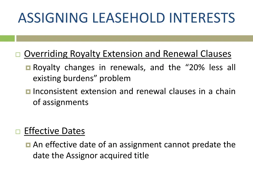 assigning leasehold interests 1