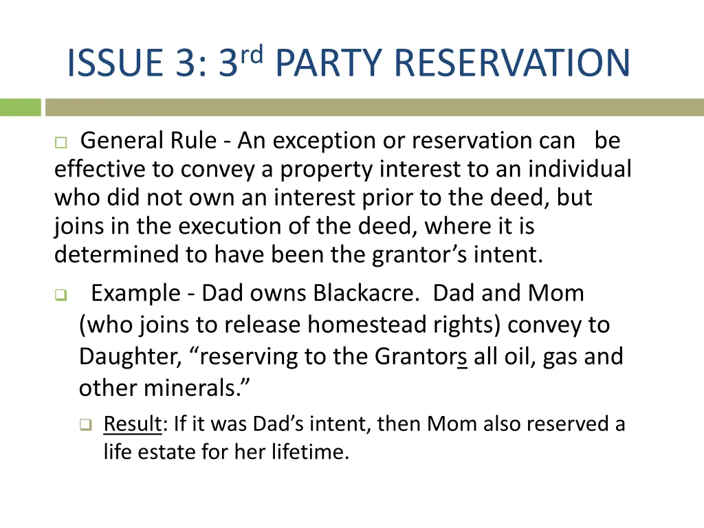 issue 3 3 rd party reservation