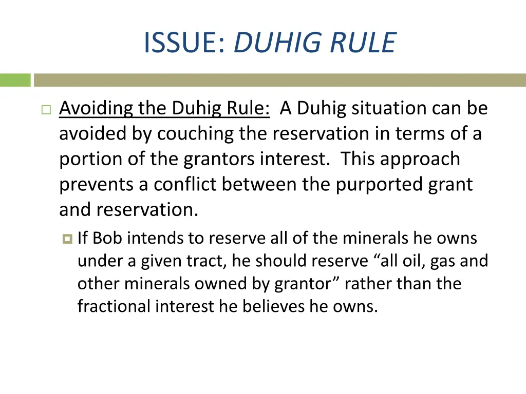 issue duhig rule