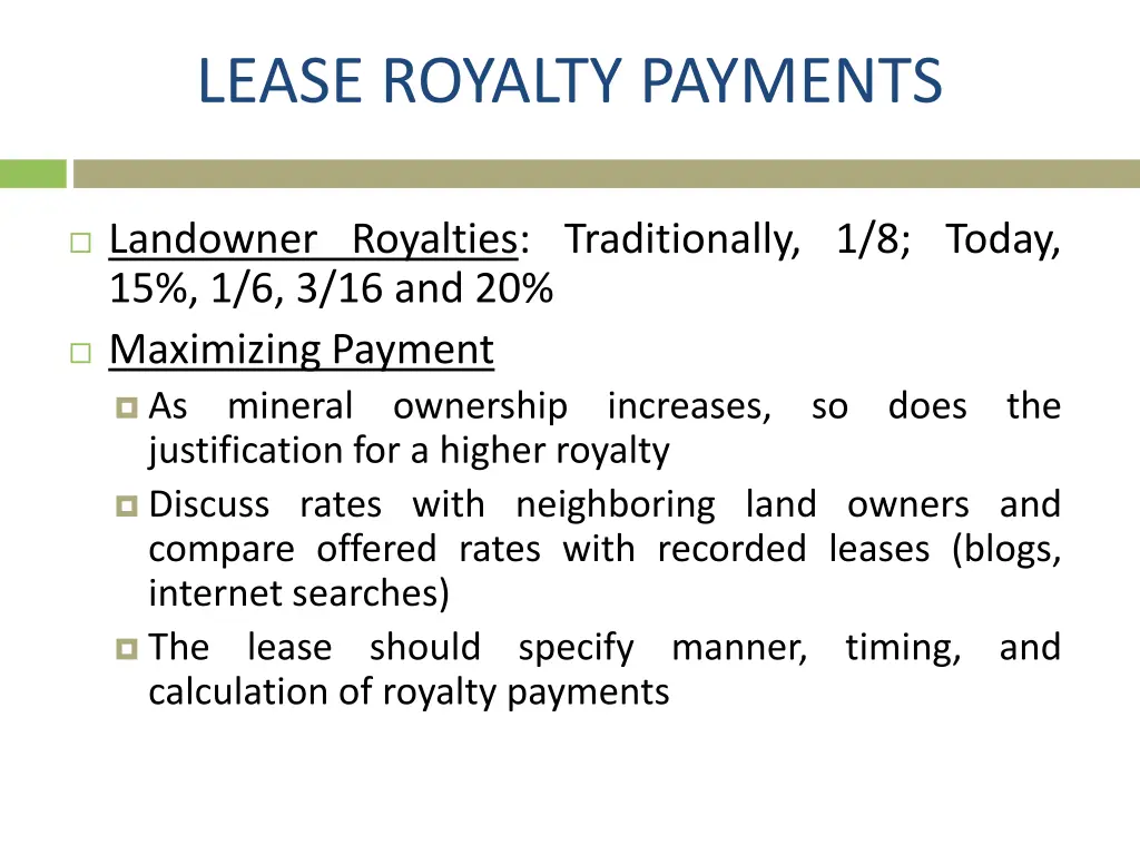 lease royalty payments