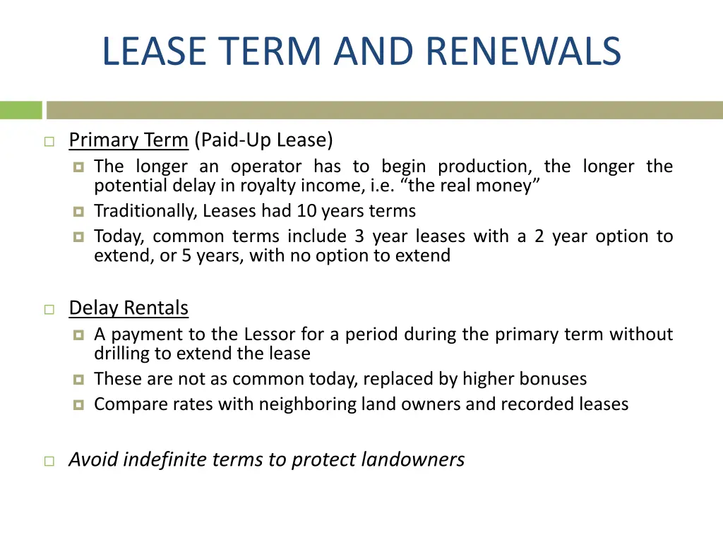 lease term and renewals