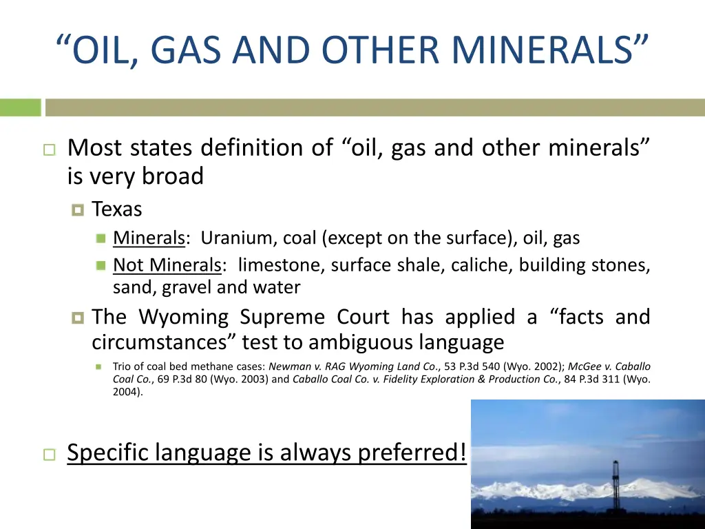 oil gas and other minerals