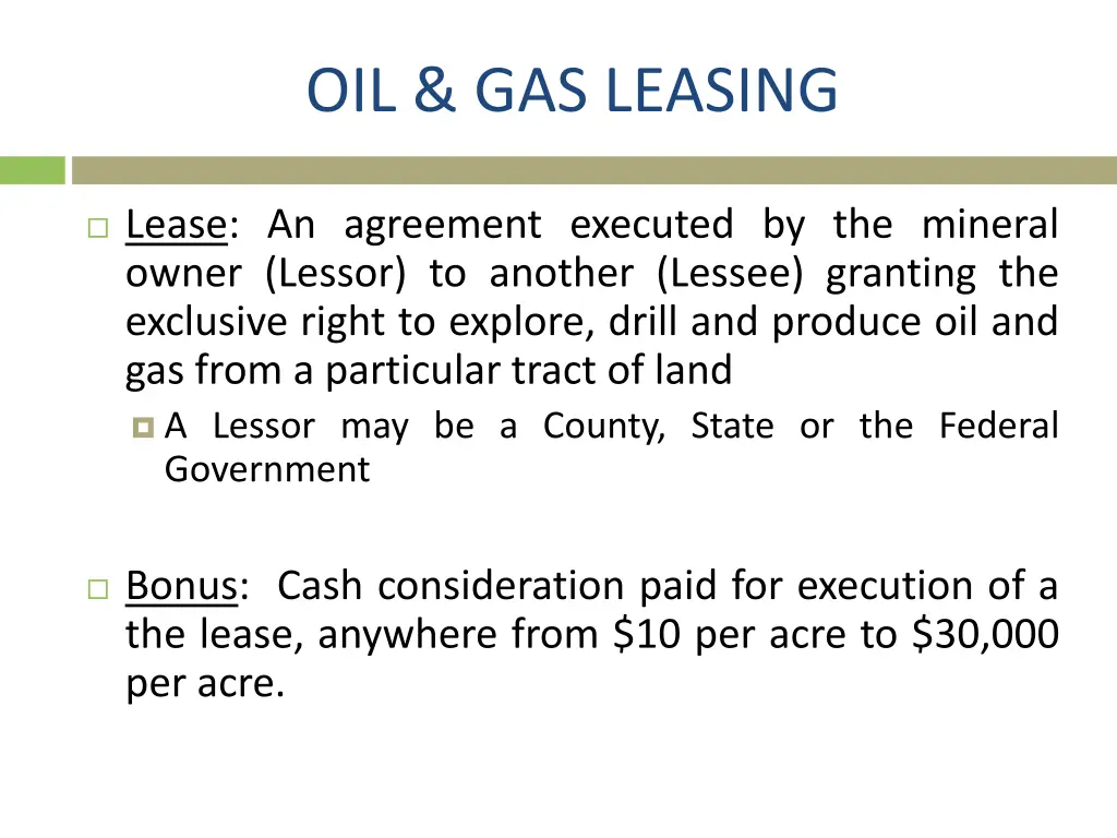 oil gas leasing