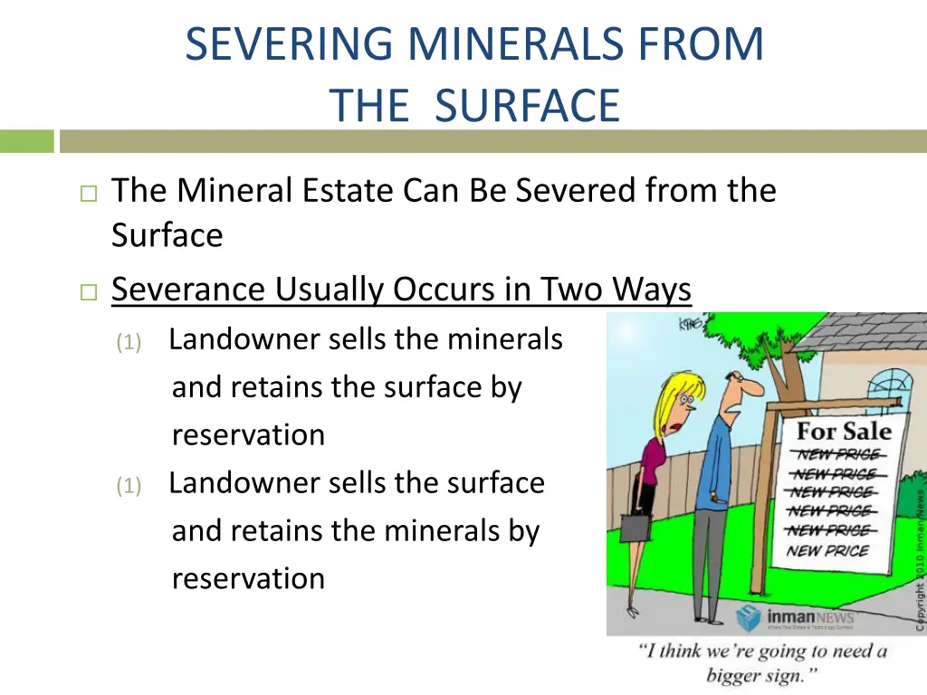 severing minerals from the surface