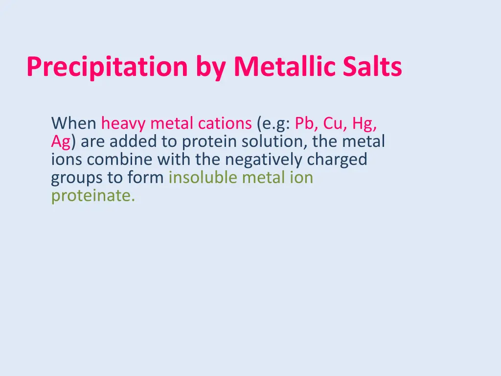 precipitation by metallic salts