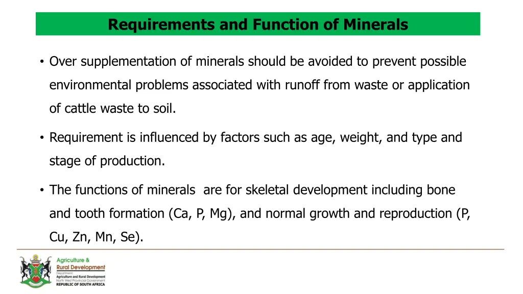 requirements and function of minerals 2