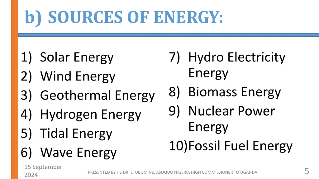 b sources of energy