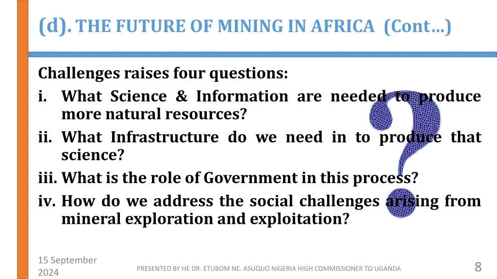 d the future of mining in africa cont