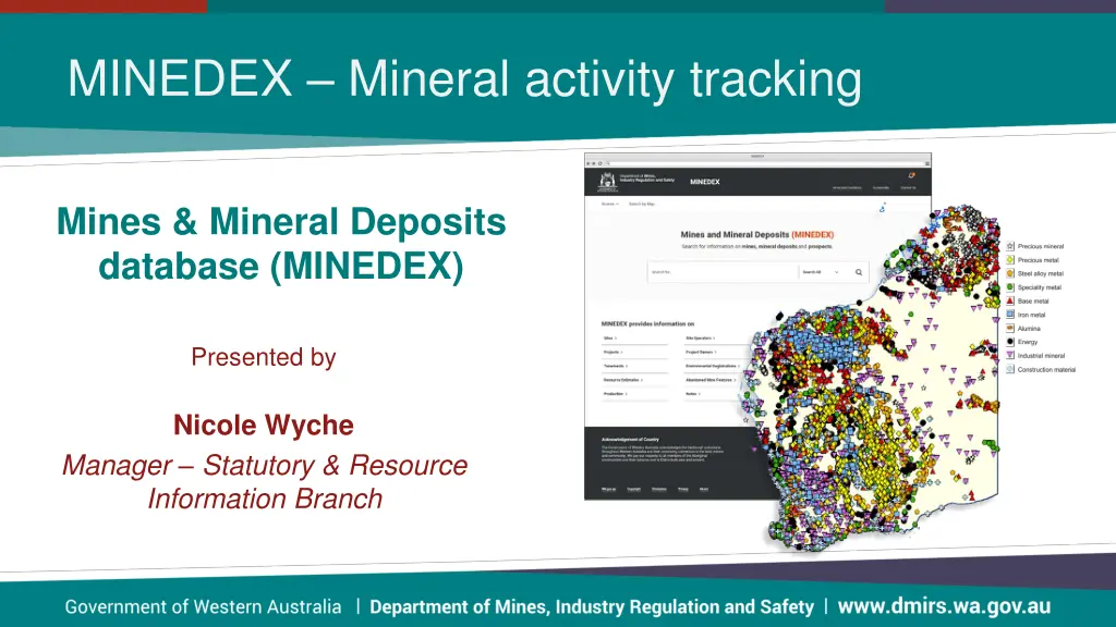 minedex mineral activity tracking