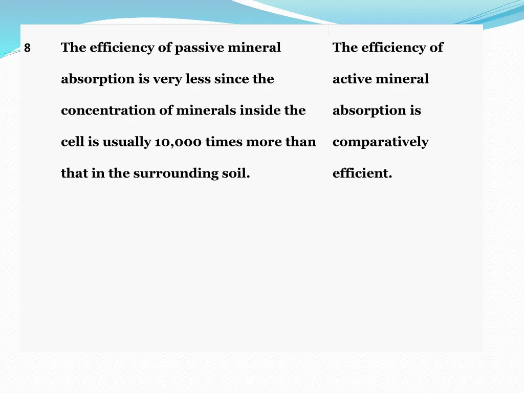 the efficiency of passive mineral