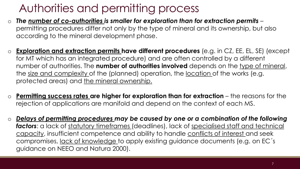 authorities and permitting process o the number