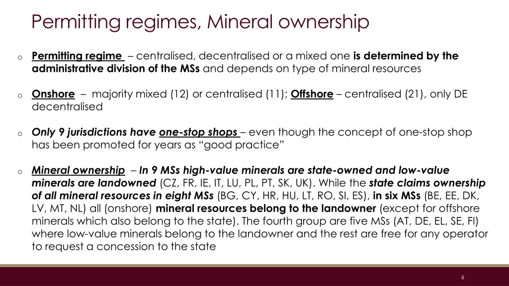 permitting regimes mineral ownership