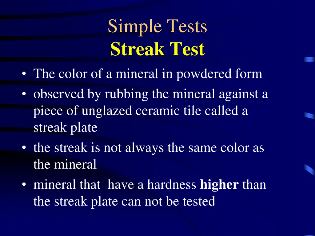 simple tests streak test