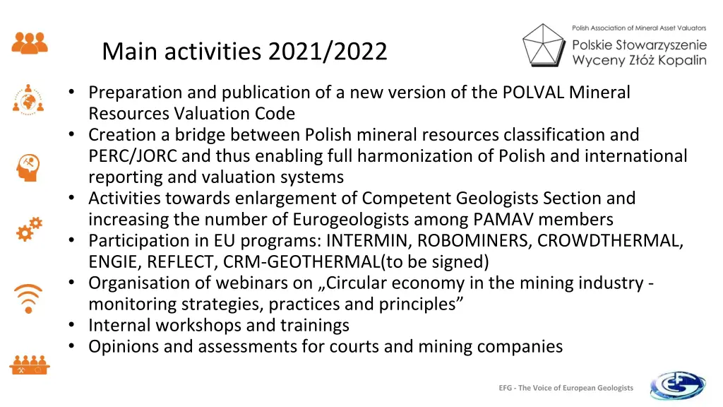 main activities 2021 2022