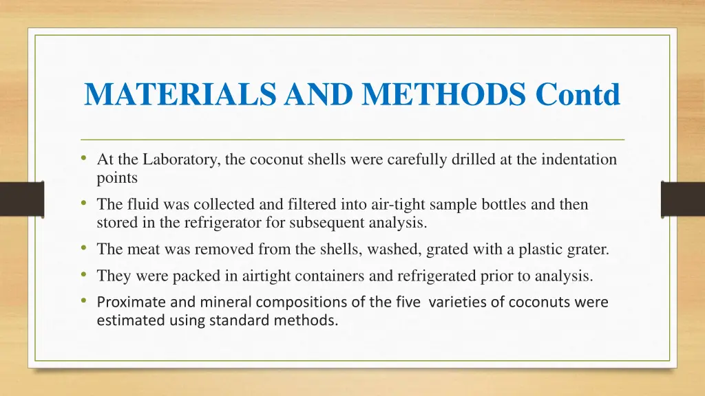 materials and methods contd