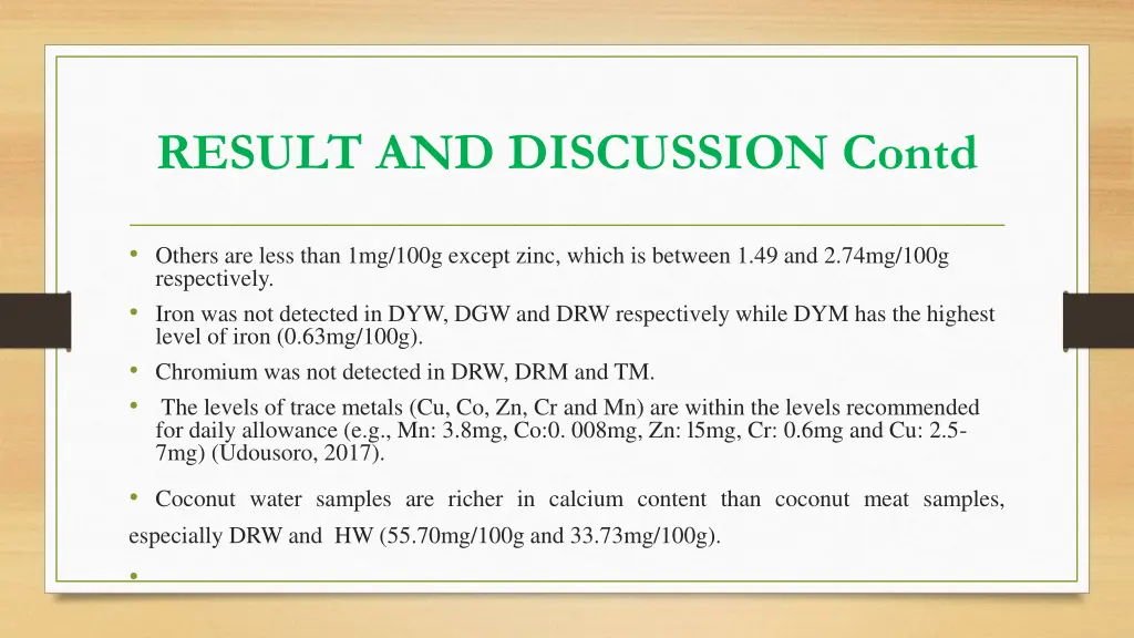 result and discussion contd 2