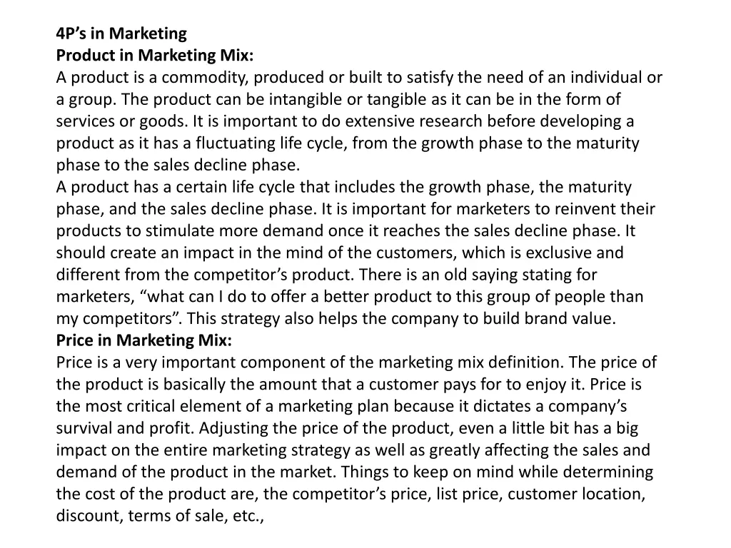 4p s in marketing product in marketing