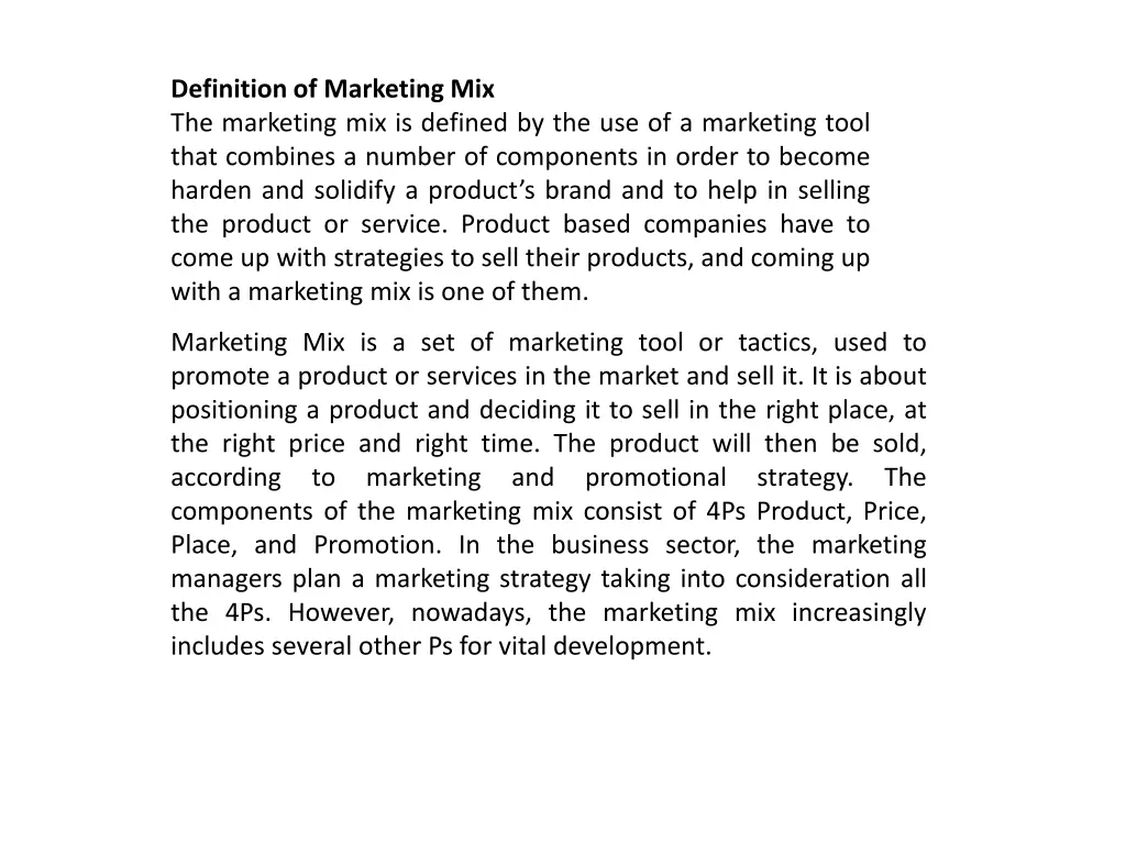 definition of marketing mix the marketing