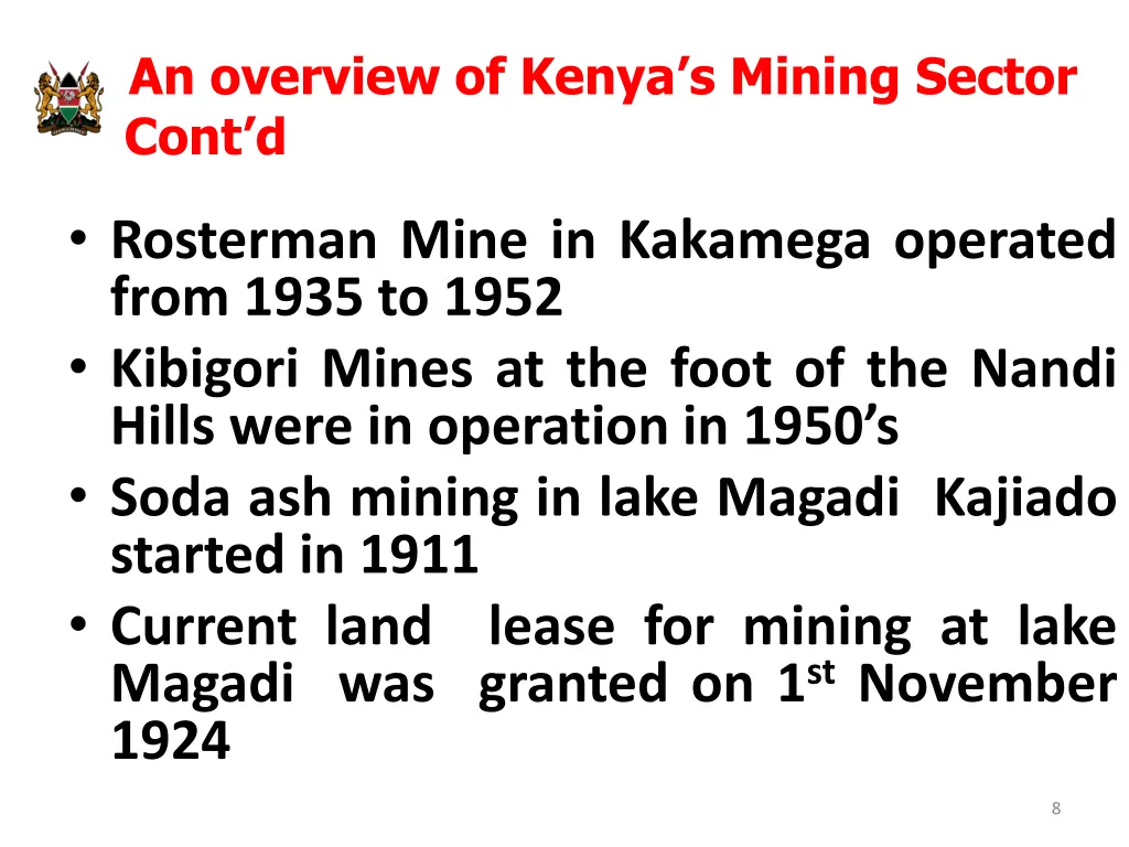 an overview of kenya s mining sector cont d