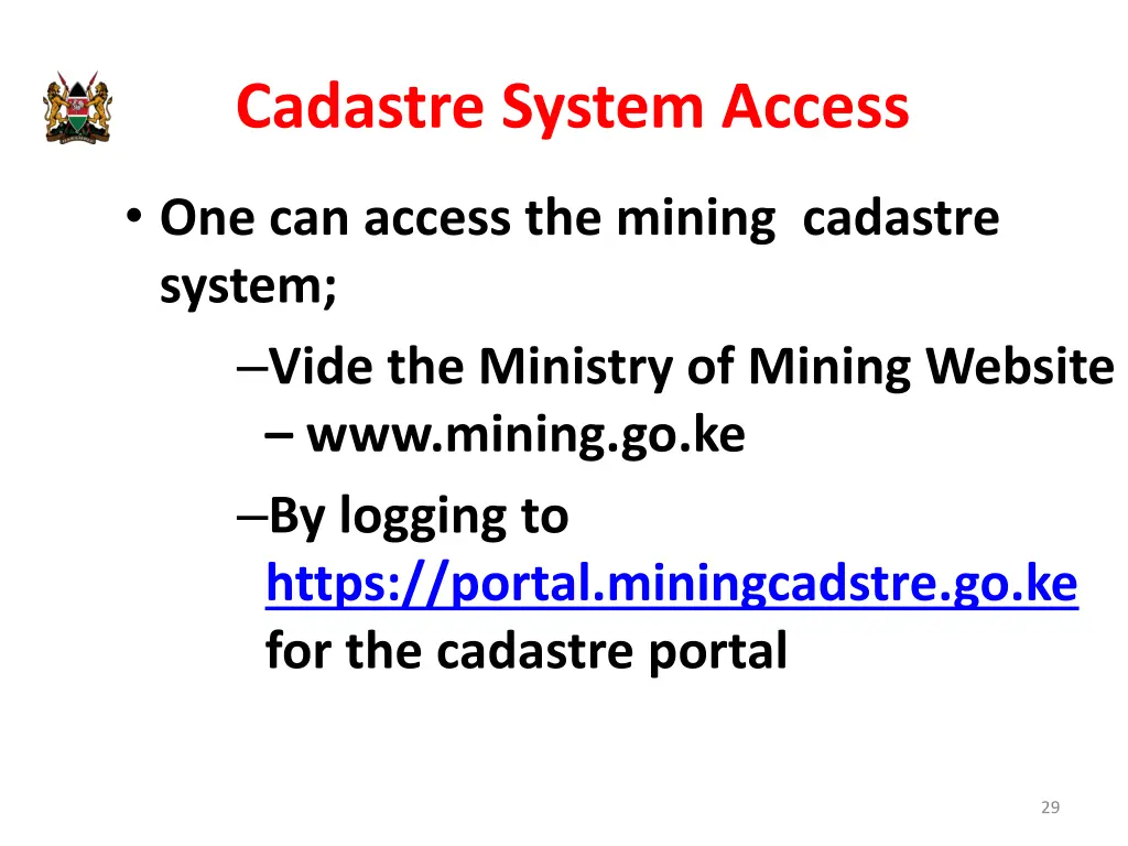 cadastre system access