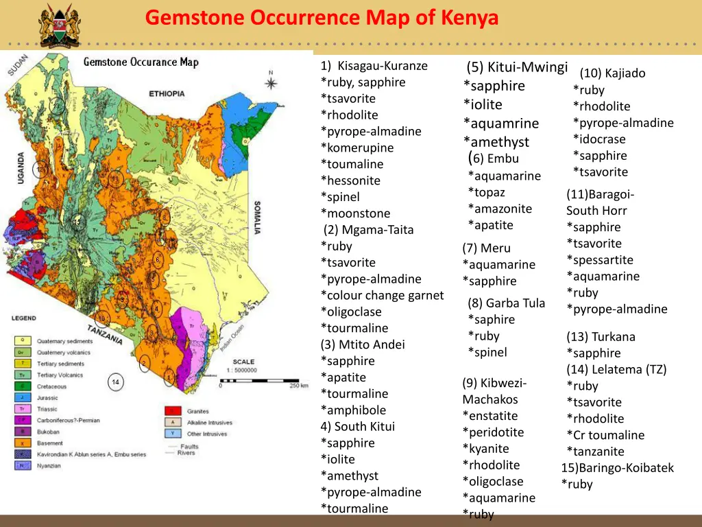 gemstone occurrence map of kenya