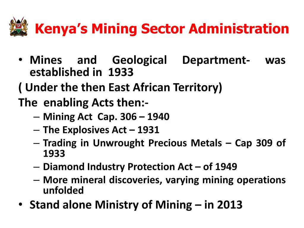 kenya s mining sector administration