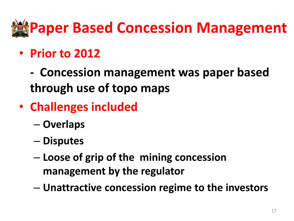 paper based concession management