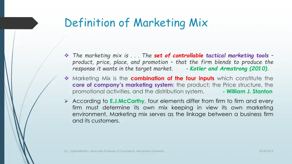 definition of marketing mix