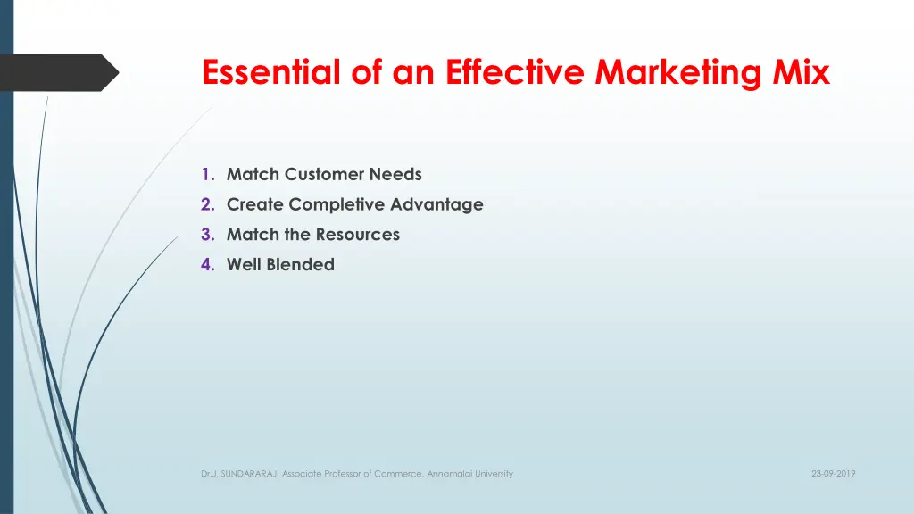 essential of an effective marketing mix