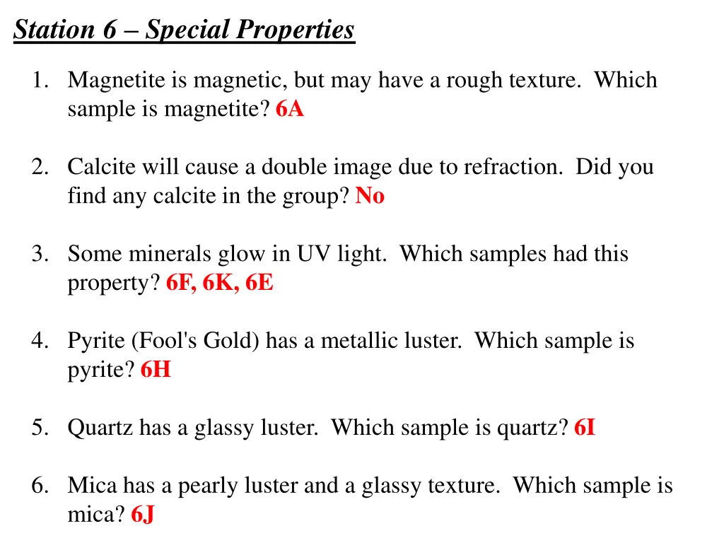 station 6 special properties