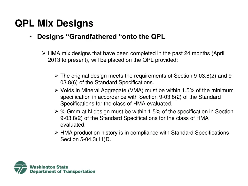 qpl mix designs 10