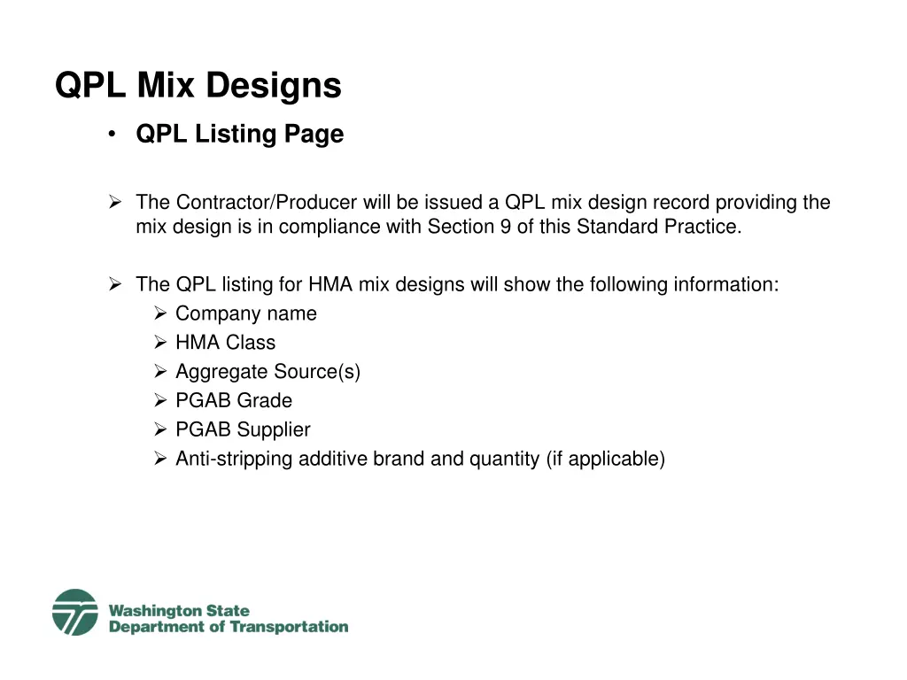 qpl mix designs 7