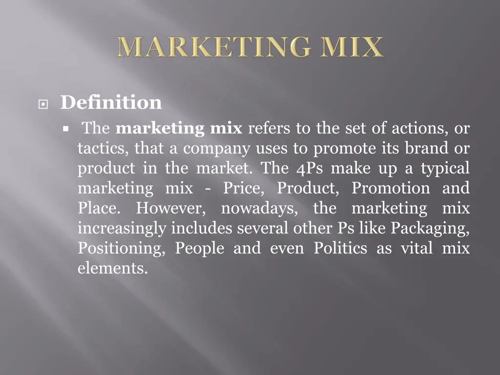 definition the marketing mix refers