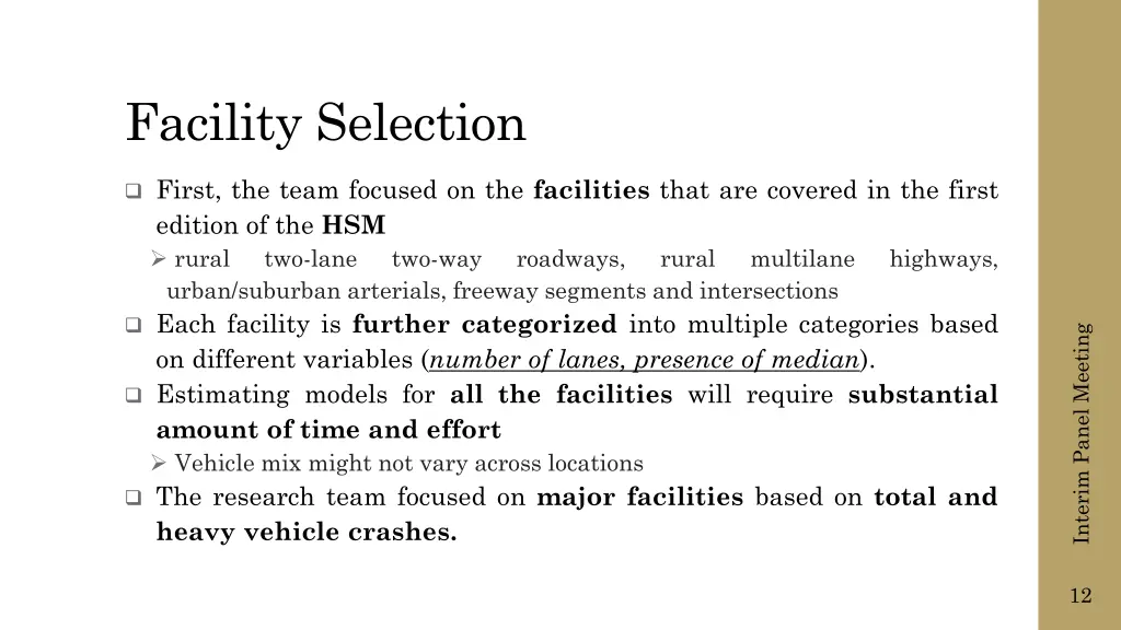 facility selection