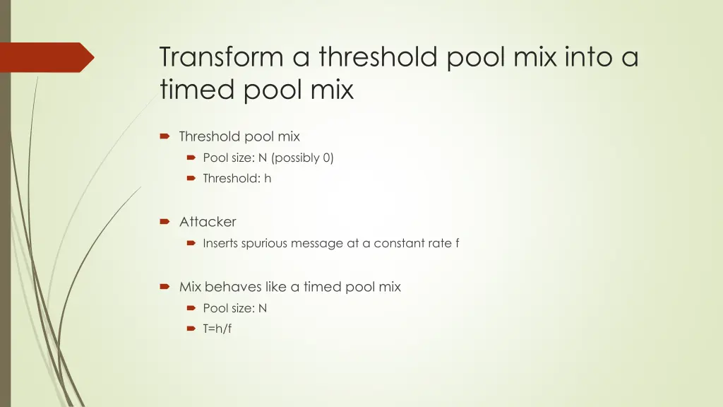 transform a threshold pool mix into a timed pool