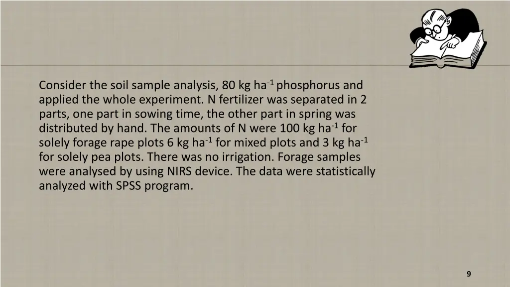 consider the soil sample analysis