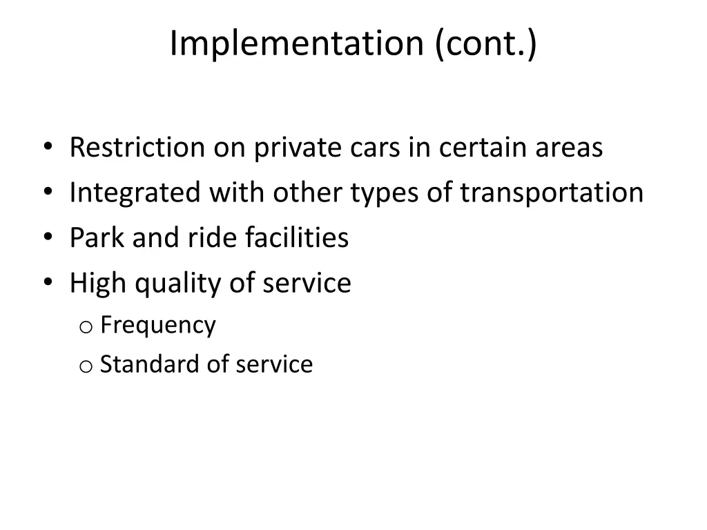 implementation cont