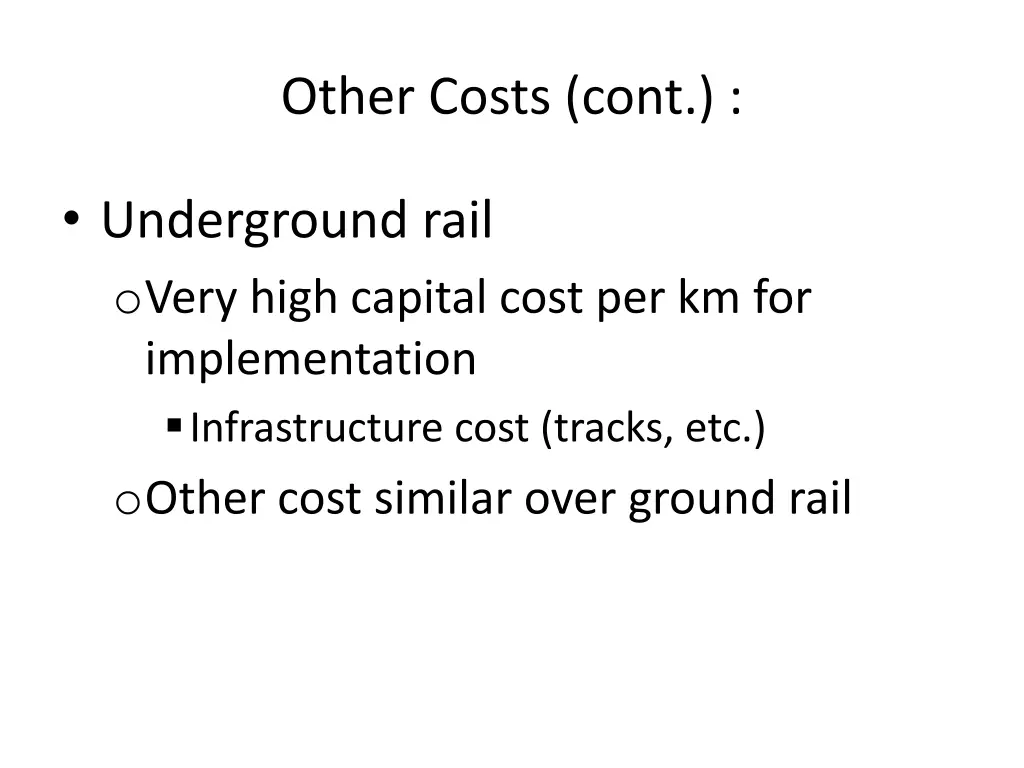 other costs cont