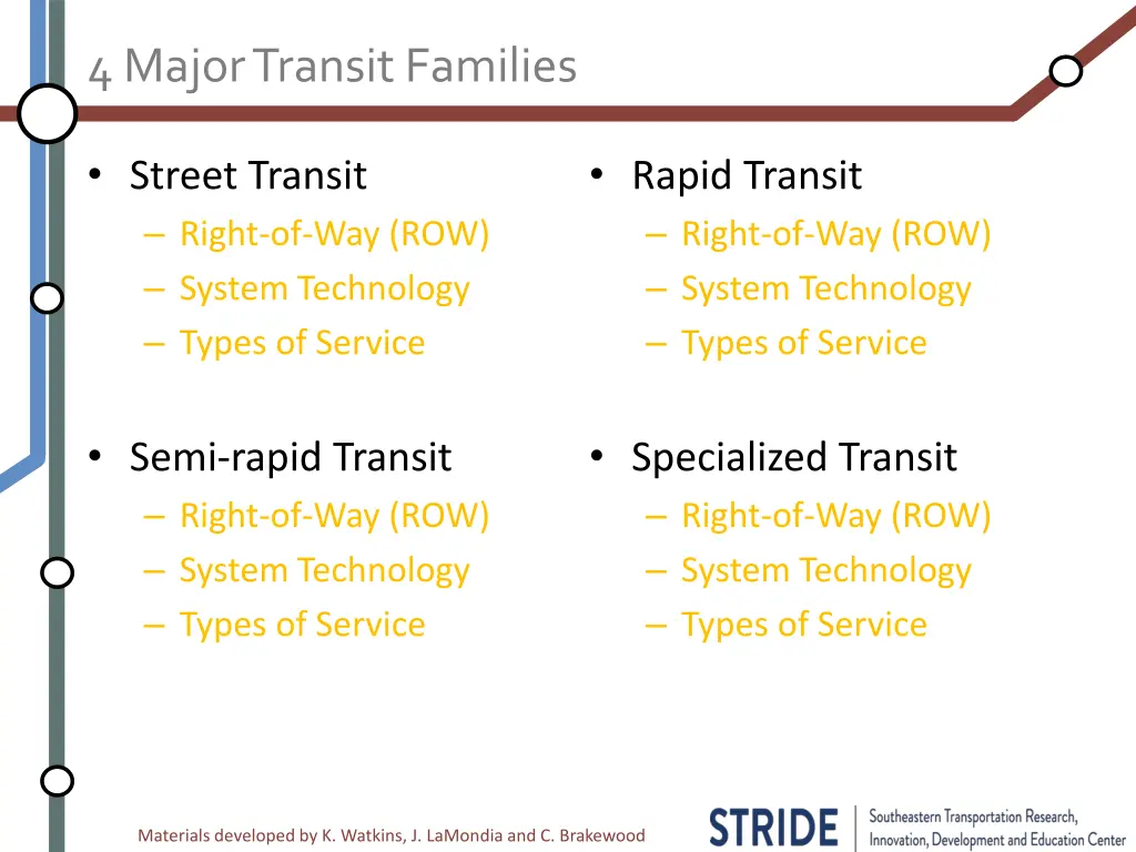 4 major transit families