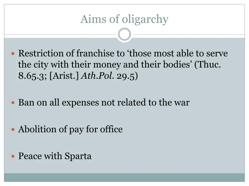 aims of oligarchy