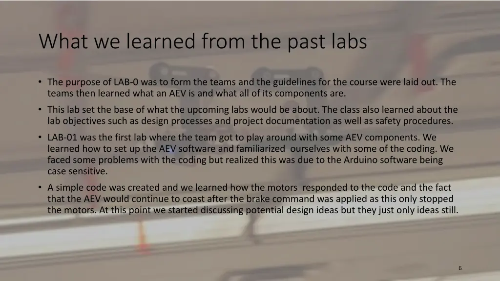 what we learned from the past labs