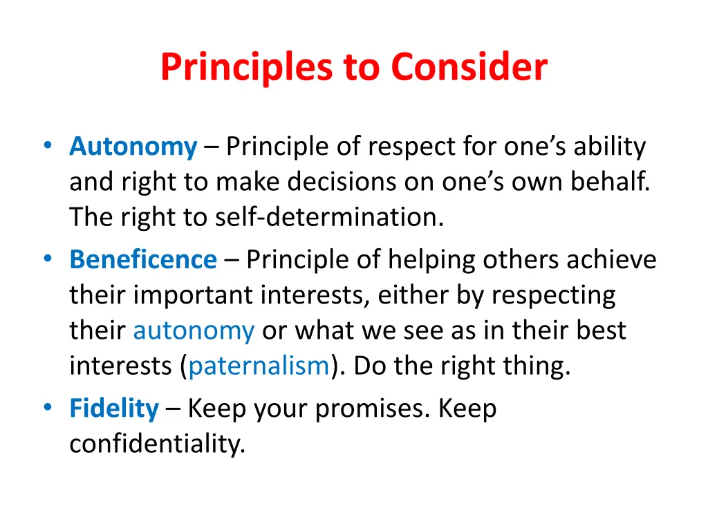 principles to consider