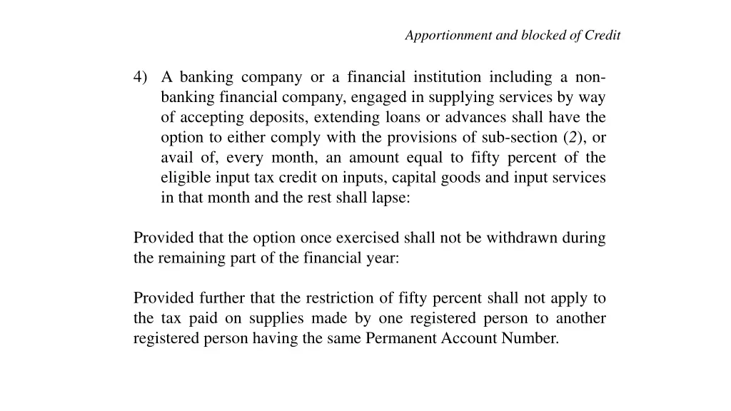 apportionment and blocked of credit 1